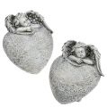 Floristik24 Dekorativt hjerte med engelgrå 10,5cm 2stk