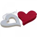 Dekorative hjerter til å henge opp trehjerte rød/hvit 12cm 12stk