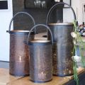 Floristik24 Dekorative lanterner, lanterne metall hullmønster H35,5/31/25cm sett med 3