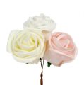 Floristik24 Deco rose mix hvit, rosa, krem Ø7,5cm 12p