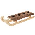 Floristik24 Dekorativ slede i trebark, 4 lysestak, 40 × 12,5 cm