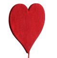Floristik24 Deco plugg hjerteform rød 5,5cm L28cm 24stk