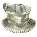 Floristik24 Dekorativ kopp metall hvitvasket antikk Ø9cm H8cm 2 stk