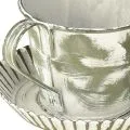 Dekorativ kopp metall hvitvasket antikk Ø9cm H8cm 2 stk | Floristik24.no