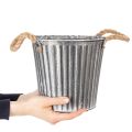 Dekorativ potte til planting, metallpotte med håndtak, metalldekorasjon shabby chic Ø21,5 cm | Floristik24.no