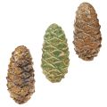 Floristik24 Dekorative keramiske kongler, assortert grønn, gul, brun, 8,5 cm, 6 stk.