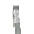 Floristik24 Dekorativt bånd sølv med striper 25mm 20m