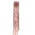 Floristik24 Dekorativt bånd rosa med gull 15mm 25m
