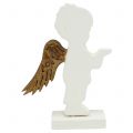 Floristik24 Dekorativ engelhvit med gullvinger 8,5 cm 8stk