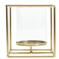 Dekorativ lysestake gull metall lanterne glass 12×12×13cm