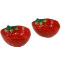 Floristik24 Dekorativ skål jordbær keramikkskål rød 12,5×15,5cm 2stk