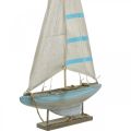 Floristik24 Deco seilbåttre blå-hvit maritim borddekor H54,5cm