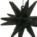 Floristik24 Deco stjerner svart glimmer 7,5cm 8stk
