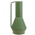 Floristik24 Dekorativ vase metall grønt håndtak dekorativ kanne 14cm H28,5cm
