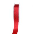 Floristik24 Dekorbånd rød med glimmer 25mm 20m