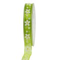 Floristik24 Deco bånd grønt med blomstermotiv 15mm 20m