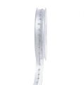 Floristik24 Dekorativt bånd med lurex dekorasjon hvit-sølv 15mm 20m