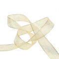 Floristik24 Dekorativt bånd med lurex striper lys gull 25mm 20m
