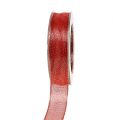 Floristik24 Deco bånd med lurex striper rød 25mm 20m