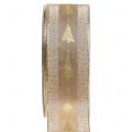 Floristik24 Dekorativt bånd gull med gran 40mm 15m