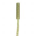 Floristik24 Dekorativt bånd mosegrønt med gull lurex, trådforsterket 10mm 20m