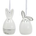 Floristik24 Dekorativ figur bunny å henge hvit, sølv 6stk