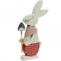 Floristik24 Dekorativ kanin med spade, kaninegutt, påskedekorasjon, trekanin, påskehare