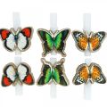 Floristik24 Dekorativ klips sommerfugl, gave dekorasjon, vår, sommerfugler laget av tre 6stk