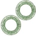 Floristik24 Grønn dekorativ krans av metallnett til gjør-det-selv-prosjekter, 19 cm, 2 stk.