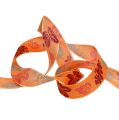 Floristik24 Dekorativt bånd med bladmotiv oransje 25mm 20m