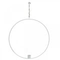 Floristik24 Lysholder til oppheng dekorativ ring metall hvit Ø28,5cm 3stk
