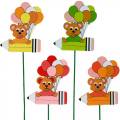 Floristik24 Deco pluggpenn med teddy og ballonger blomsterplugg sommerpynt barn 16 stk