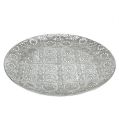 Floristik24 Dekorativ tallerken sølv med ornament Ø32cm