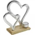 Telysholder hjerte metall dekorasjon borddekor tre 22cm