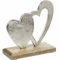 Floristik24 Dekorativt hjerte sølv, metallhjerte på mangotre, Valentinsdag, borddekorasjon dobbelt hjerte