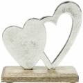 Floristik24 Dekorativt hjerte sølv, metallhjerte på mangotre, Valentinsdag, borddekorasjon dobbelt hjerte