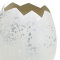 Floristik24 Dekoregg, egghalvdel til pynt, påskepynt Ø10,5cm H14,5cm hvit, sølv 3stk