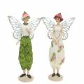 Floristik24 Deko figur alv elf par hvitt, rosa, grønt H20cm 2stk
