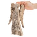 Englefigur laget av tre med bjørkenever, 30 cm | Floristik24.no