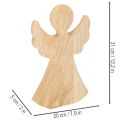 Dekorativ engelfigur i tre laget av lyst, naturlig treverk, juledekorasjon, 30 cm | Floristik24.no