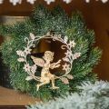 Floristik24 Englekrans, juledekorasjon, engel å henge, metallanheng Gylden H14cm B15,5