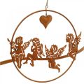 Floristik24 Juleengel i en ring, adventsdekorasjon, dekorasjonsring til bryllup, metalldekorasjon rist i rustfritt stål Ø20cm 3stk
