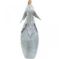 Floristik24 Deco engel figur med fjær boa grå metall dekorasjon jul 38cm