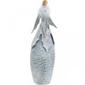 Floristik24 Deco engel figur med fjær boa grå metall dekorasjon jul 38cm