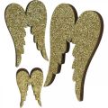 Floristik24 Spredt dekorasjon, englevinger, adventsdekorasjon, vinger for å dekorere gyldne, glitter H7 / 5 / 3cm B4,5 / 3,5 / 2cm 18stk.
