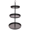Floristik24 Tre-etasjes rundt serveringsstativ i metall for borddekorasjon i flere etasjer, 61 cm