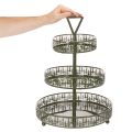 Serveringsfat i metall med tre nivåer, grønt, tre nivåer, grantredekor, rundt, 49 cm | Floristik24.no