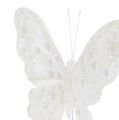 Floristik24 Fjærsommerfugl hvit med glimmer 11cm 3stk