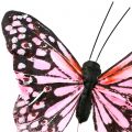 Floristik24 Sommerfugl på wire rosa 11cm 12stk