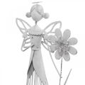 Floristik24 Vårpynt, blomsterfe som lykt, borddekor i metall, alv med blomst hvit H32,5cm
